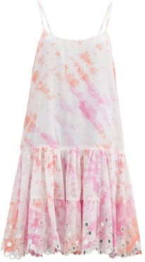 Shisha Mirror-embroidered Tie-dye Cotton Dress - Womens - Pink White
