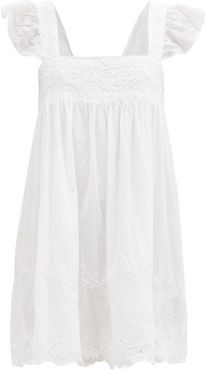 Hand-embroidered Cotton-voile Mini Dress - Womens - White