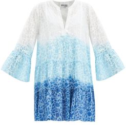 Shadow Flower-print Cotton-voile Mini Dress - Womens - Blue Print