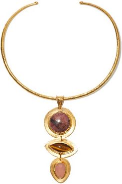 Theodora Tiger's Eye, Rhodonite & Quartz Choker - Womens - Gold Multi