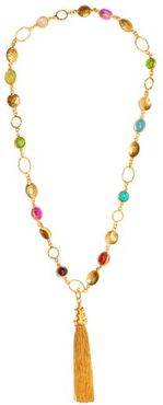 Lee Tasselled Pendant Necklace - Womens - Gold Multi