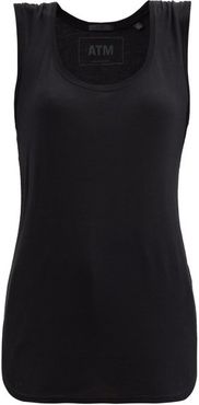 Scoop-neck Jersey Tank Top - Womens - Black