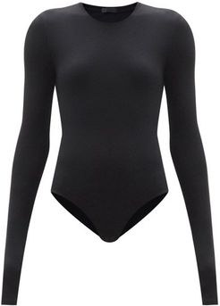 Long-sleeved Ribbed-jersey Bodysuit - Womens - Black