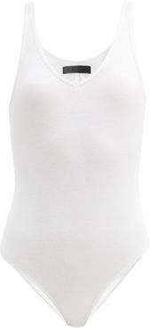 V-neck Ribbed-jersey Bodysuit - Womens - White