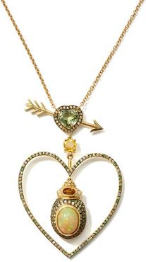 Beaming Love Diamond, Opal, 18kt Gold Necklace - Womens - Yellow Gold