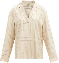 Sanville Logo-embroidered Silk-twill Shirt - Womens - Ivory