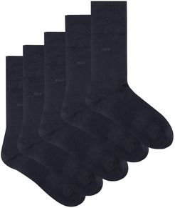 Pack Of Five Bamboo-blend Socks - Mens - Navy