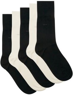 Pack Of Five Bamboo-blend Socks - Mens - Black White