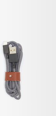 Belt Leather-trimmed 4ft Usb Charging Cable - Mens - Black And White