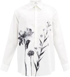 Flowersity Oversized Cotton-poplin Shirt - Mens - White