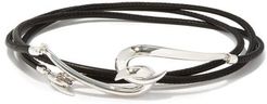 Hook Sterling-silver And Leather Bracelet - Mens - Black Silver