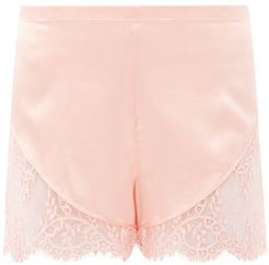 Exotique Lace-trimmed Silk-blend Satin Shorts - Womens - Pink