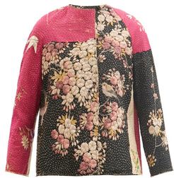 Ilana Upcycled Embroidered Silk-blend Jacket - Womens - Black Pink