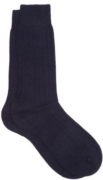 Waddington Rib-knitted Cashmere-blend Socks - Mens - Navy