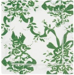 Set Of Four Floral-print Linen Cocktail Napkins - Womens - Green Print