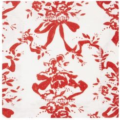 Set Of Four Floral-print Linen Cocktail Napkins - Womens - Red Print