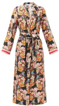 Solange Belted Floral-print Silk Shirt Dress - Womens - Black Multi