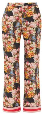 Eden High-rise Floral-print Silk Trousers - Womens - Black Multi