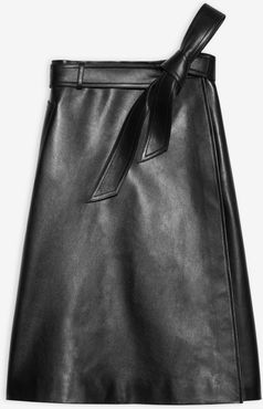 Wrap Skirt Black - Woman - 2 - Calfskin