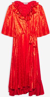 Ruffled Wrap Dress Red - Woman - 2 - Viscose