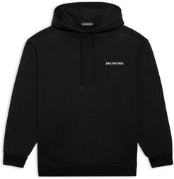 Logo Medium Fit Hoodie Black - Man - XXS - Cotton