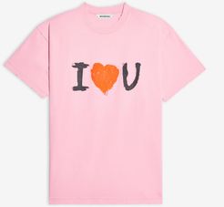 I Love U Medium Fit T-shirt Pink - Unisex - XS - Organic Cotton