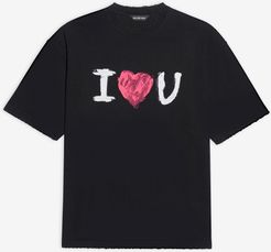I love U Medium Fit T-shirt Black - Man - XXS - Organic Cotton