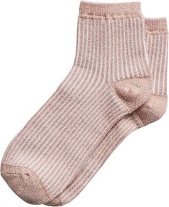 Metallic Ribbed Ankle Sock