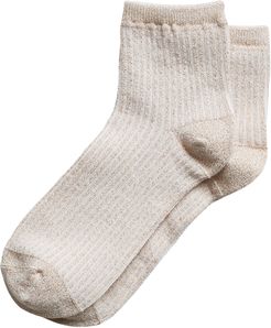 Metallic Ribbed Ankle Sock