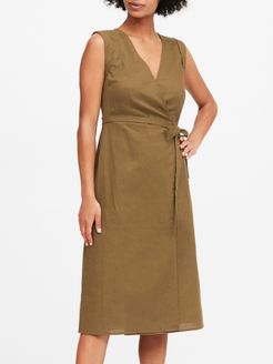 Linen-Cotton Wrap Dress