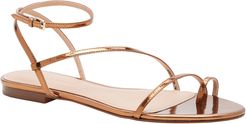 Metallic Strappy Flat Sandal