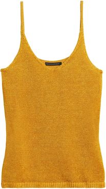 Linen-Blend Cropped Sweater Tank