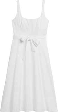 Linen-Cotton Square-Neck Dress