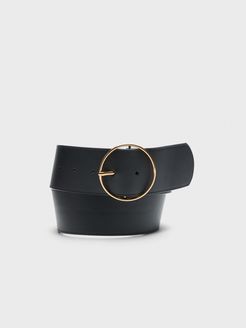 Leather Circle Buckle Belt