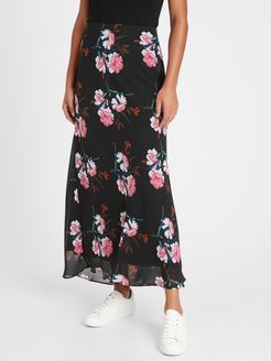 Floral Bias-Cut Maxi Skirt