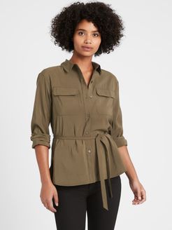 Belted Utility High-Low Shirt