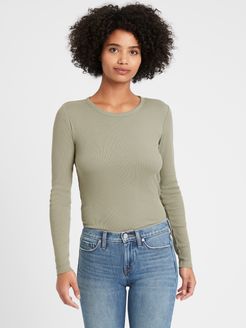 Petite Fitted Ribbed Long-Sleeve T-Shirt