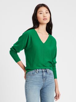 Petite Washable Merino Dolman-Sleeve Sweater