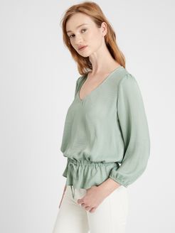 Petite Satin Peplum Top