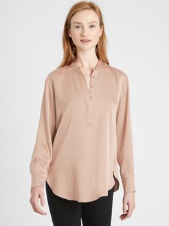 Petite Washed Satin Tunic