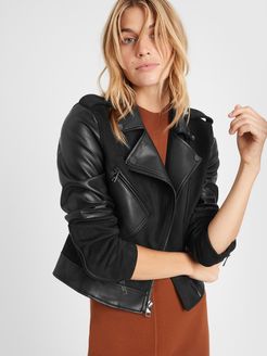 Petite Vegan Suede Patchwork Moto Jacket