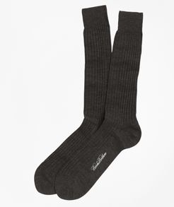 Merino Wool Ribbed Crew Socks