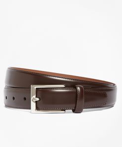 Silver Buckle Leather Dress Belt