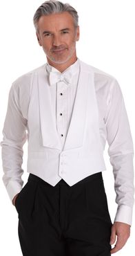 White Cotton Pique Tuxedo Vest