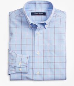 Boys' Non-Iron Polo Button-Down Collar Glen Plaid Dress Shirt