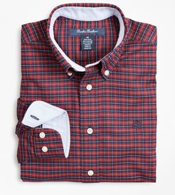 Boys' Non-Iron Oxford Mini Plaid Sport Shirt