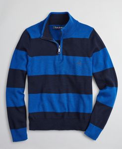 Boys' Cotton Rugby Stripe Half-Zip Sweater