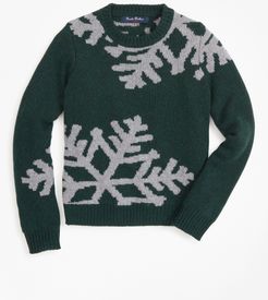 Boys' Wool-Blend Oversized Snowflake Crewneck Sweater