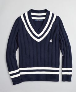 Boys' V-Neck Cotton Tennis Sweater