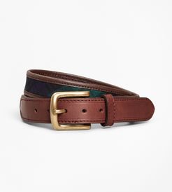Boys' Leather And Canvas Black Watch Belt